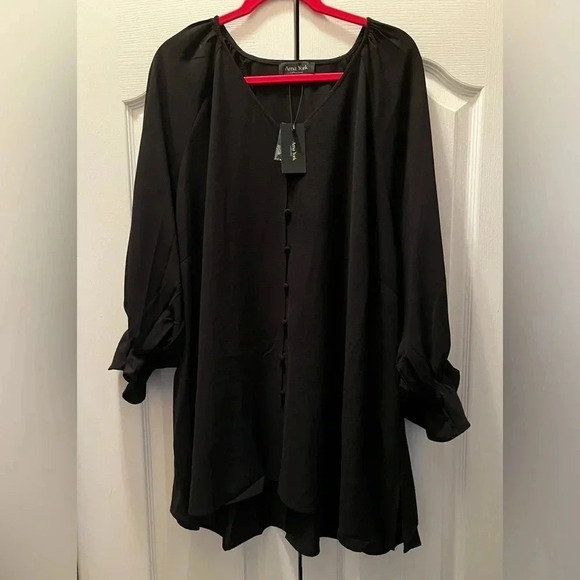 Arna York Plus Crepe Button Down Tunic Top, Size 22/24 - Picture 2 of 7